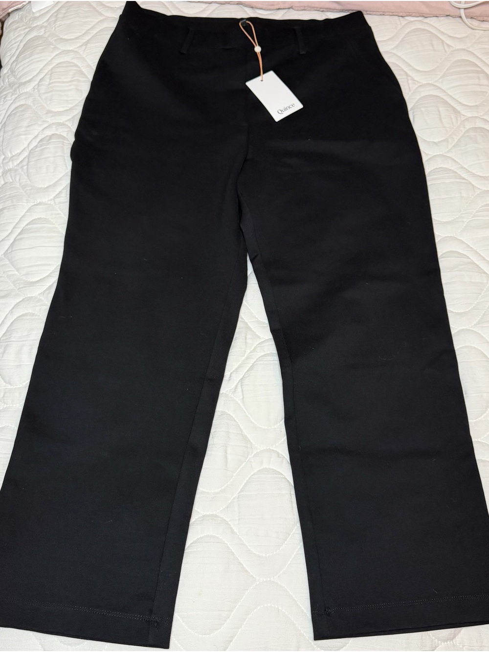 Quince Ultra-Stretch Ponte Straight Leg Black Pants Size Large NWT